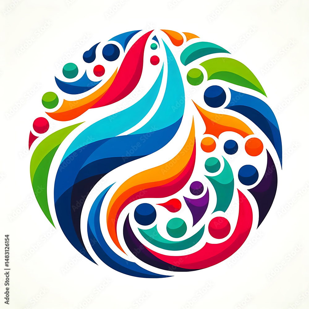 Fototapeta premium Abstract Diversity Unity. Colorful Teamwork Symbol with Circular Motion