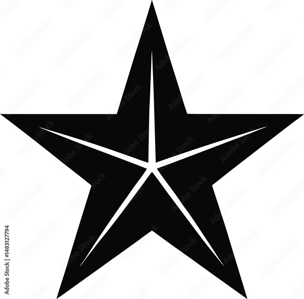 Fototapeta premium Classic Five Pointed Star Silhouette Bold Black Icon for Patriotic Designs