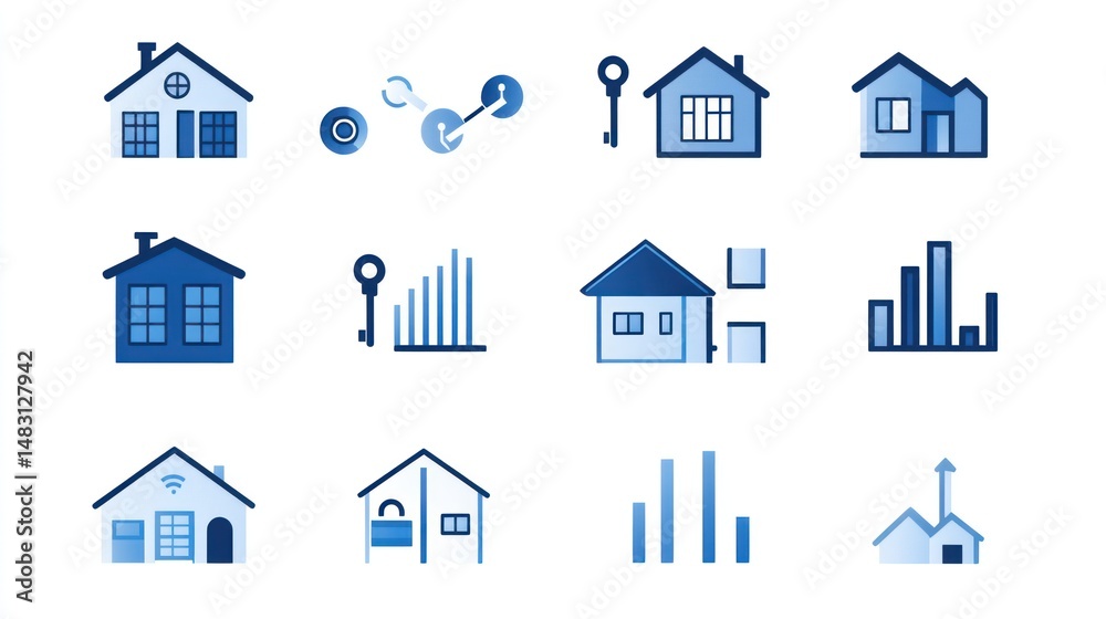 Fototapeta premium Modern Home Icons Set