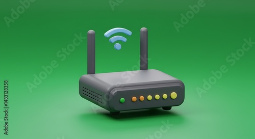 Sleek Wireless Router: 3D Render, Minimalist Green