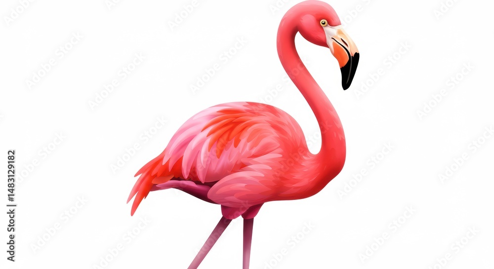 Fototapeta premium Elegant flamingo portrait exotic bird vibrant plumage tropical beauty