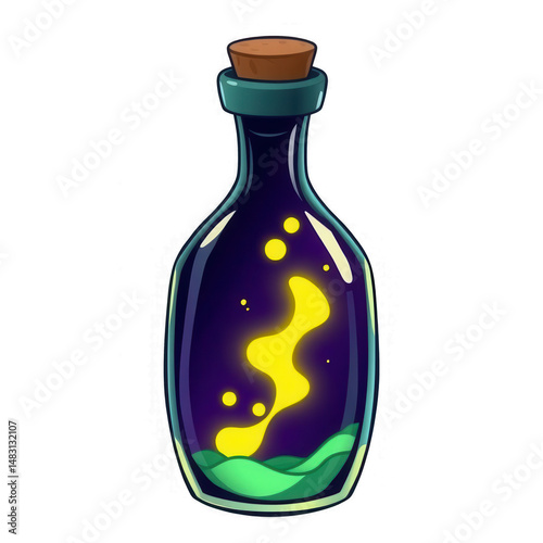 Fantasy Magic Potion Bottle with Glowing Liquid  Isolated Illustration in Fantasy Theme AI Generated