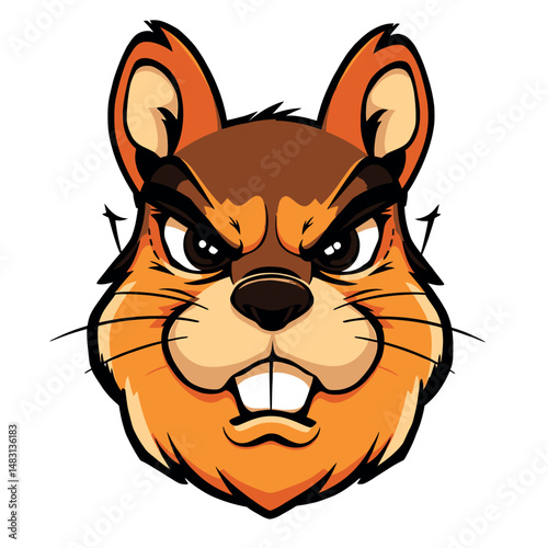 Angry Rodent Vector Sticker Design With Evil Expression