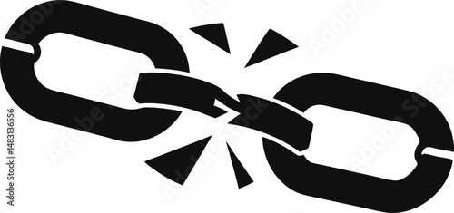Broken Chain Link Silhouette Vector Illustration 