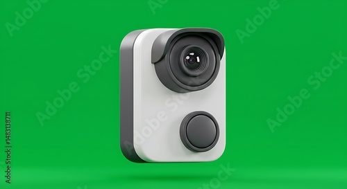 Modern Security Camera: Sleek White Design Against Green