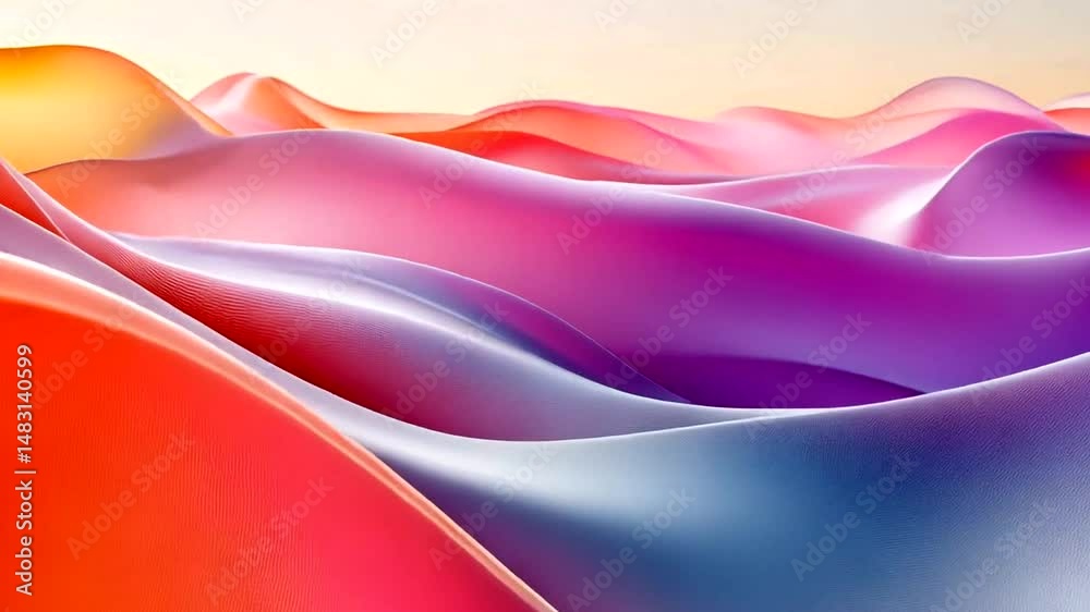 Colorful, abstract, wavy, digital landscape.
