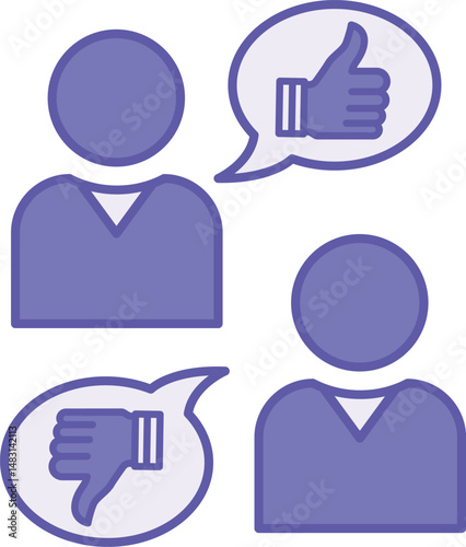 Colored Opinion Icon. Vector Illustration. Judgment, Evaluation, Conclusion. People, Like and Dislike. Speaking Concept