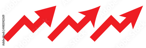 Graph going Up and Down sign with green and red arrows vector. Flat design vector illustration concept of sales bar chart symbol icon with arrow moving down and sales bar chart with arrow moving up