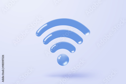 3d wireless connection and sharing network icon signs. Hotspot access point for join connectivity for private and public. Broadcasting with link WiFi. 3d spot signal icon vector render illustration
