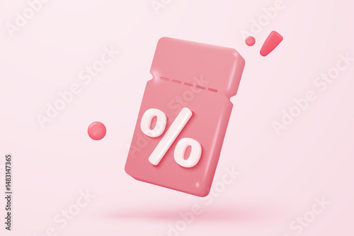 3d tag price icon for discount coupon of cash and future use online shopping. sales with an excellent offer for shopping, special offer promotion. 3d discount tags icon vector render illustration