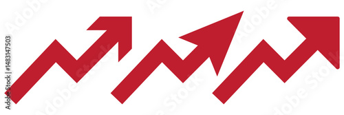 Graph going Up and Down sign with green and red arrows vector. Flat design vector illustration concept of sales bar chart symbol icon with arrow moving down and sales bar chart with arrow moving up