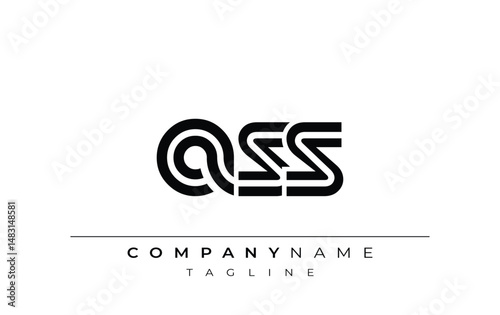 ASS Creative Unique Modern Letter Logo Design. Stylized logo featuring a unique letter design, presenting abstract minimalist aesthetics and modern appeal.