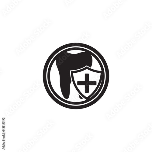 Tooth icon. Dental emblem. Dental care vector illustration