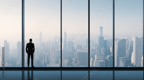 Business person looking at cityscape