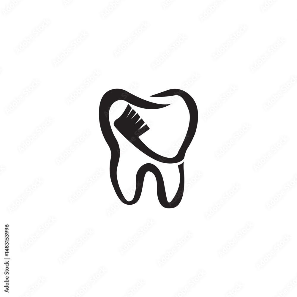 Obraz premium Tooth icon. Dental emblem. Dental care vector illustration