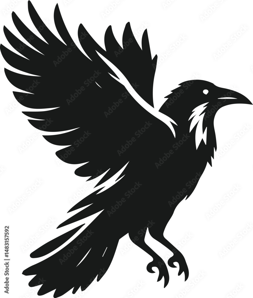 Fototapeta premium Bird vector silhouette of a crow