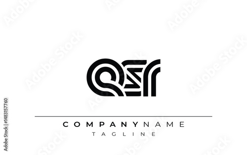ESR Creative Unique Modern Letter Logo Design. Stylized logo featuring a unique letter design, presenting abstract minimalist aesthetics and modern appeal.
