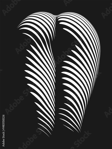 Minimal black and white artwork of woman’s naked sexy butt with elegant graceful curved flowing lines to highlight feminine beauty and sensuality. Modern line art of female figure. Vector illustration