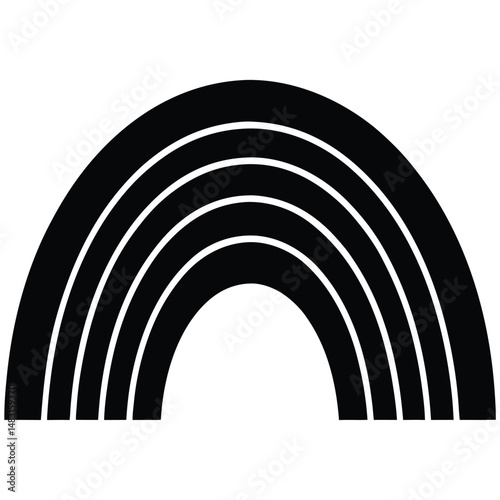 Simple and elegant black rainbow graphic isolated on white background for various design projects