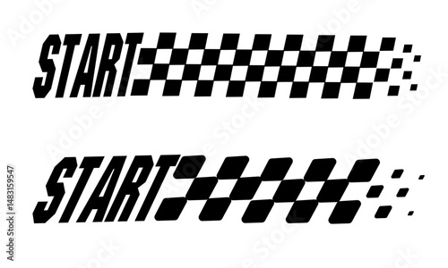 Racing flag vector icon on white background. Checkered flag. start and finish crossed flag. Racing flag.	