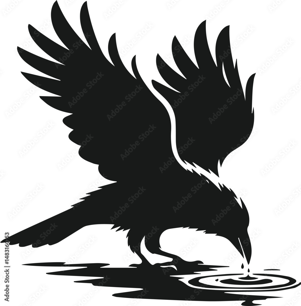 Fototapeta premium Bird vector silhouette of a crow