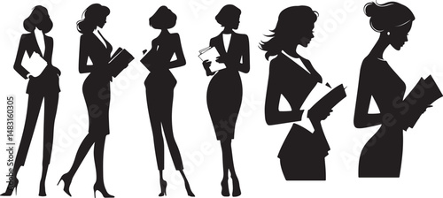 Business Women Silhouettes set Corporate Success & Professional Presence