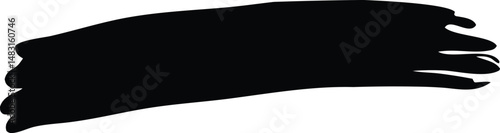 Hand drawn black ink brash stroke. Simple abstract element. Single, careless painted vector.