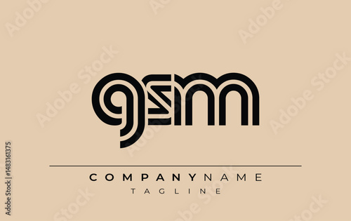 GSM Creative Unique Modern Letter Logo Design. Stylized logo featuring a unique letter design, presenting abstract minimalist aesthetics and modern appeal.