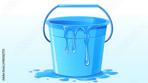 Professional image of blue bucket water splash and splatter for cleaning tasks