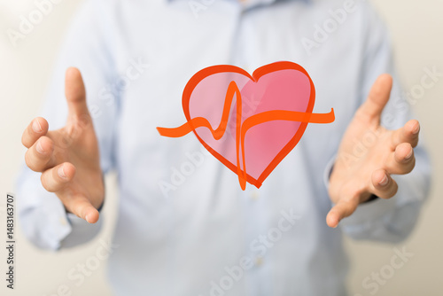 Image of a heart with ECG l...