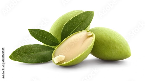 Wallpaper Mural Green walnut isolated on white background Torontodigital.ca