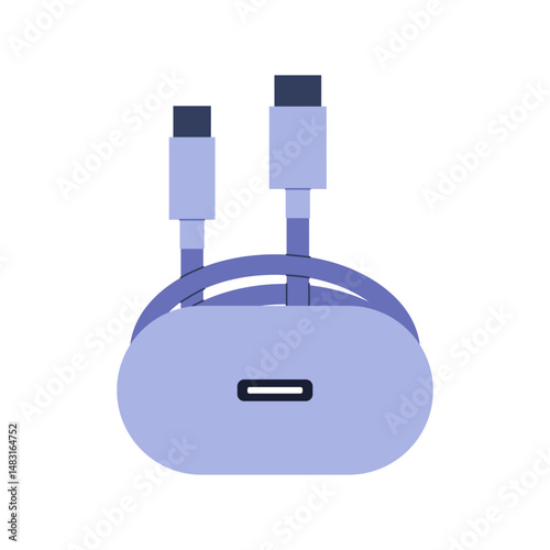 Charger USB cable icon. Connector or plug for connecting and charging phones, mobile devices, tablets. Flat vector illustration.