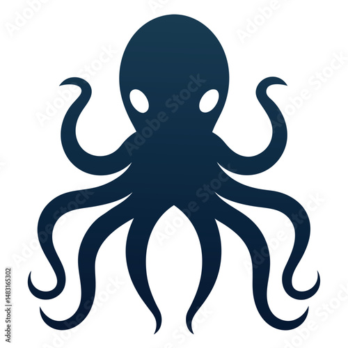 Elegant blue octopus silhouette illustration for marine design and creative applications