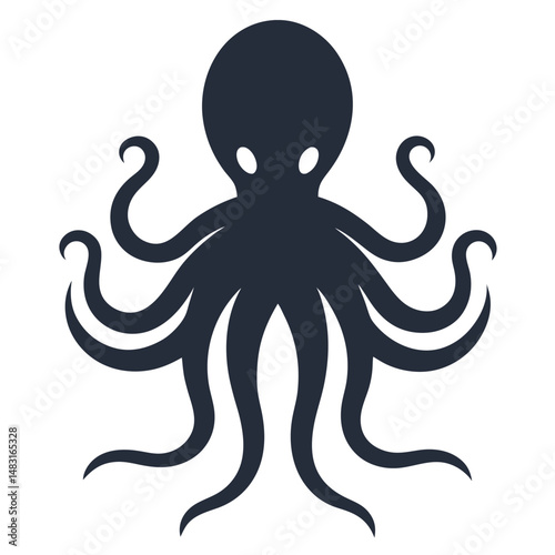 Vector illustration of a simple silhouette octopus suitable for various design purposes
