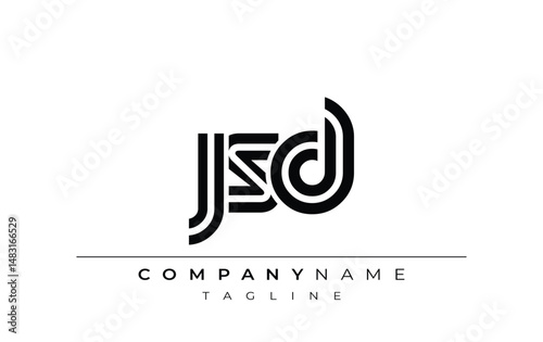JSD Creative Unique Modern Letter Logo Design. Stylized logo featuring a unique letter design, presenting abstract minimalist aesthetics and modern appeal.