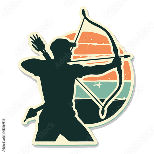 An illustration of a man brandishing a bow and arrow