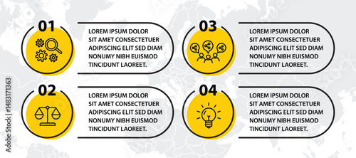 4 steps infographic template with 4 options. Flowchart that can be used for business report, data visualization and presentation. Timeline infographic elements vector illustration.