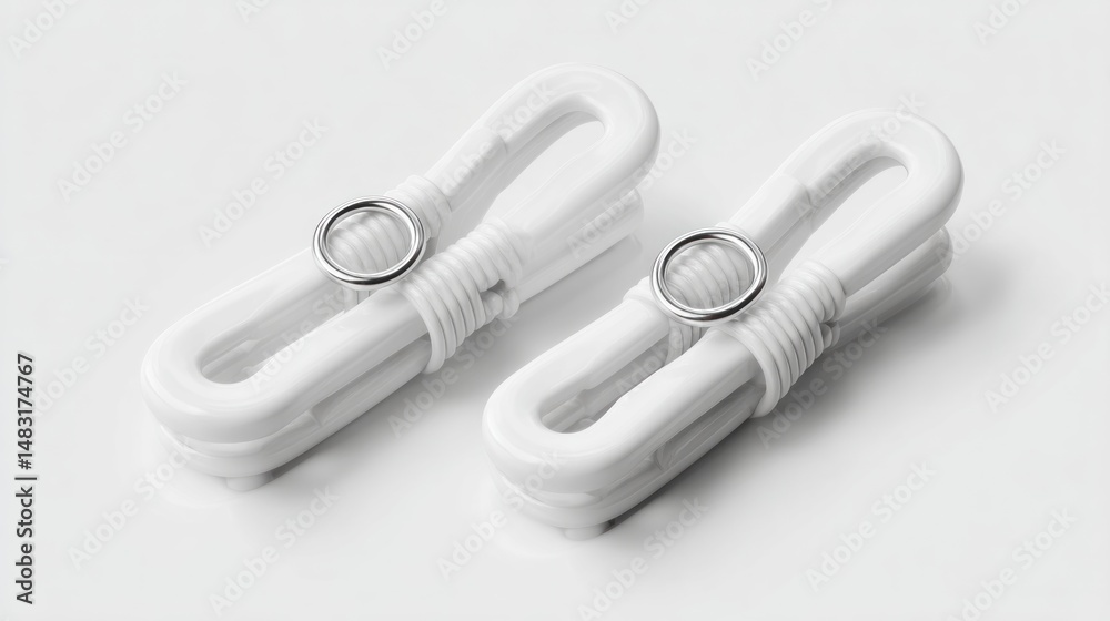 Naklejka premium White plastic curtain clips