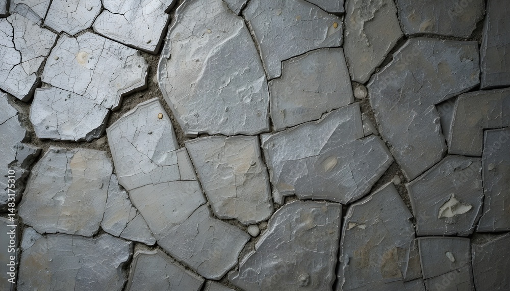 Obraz premium Cracked Stone Wall Background Close Up with Rough Textured Surface