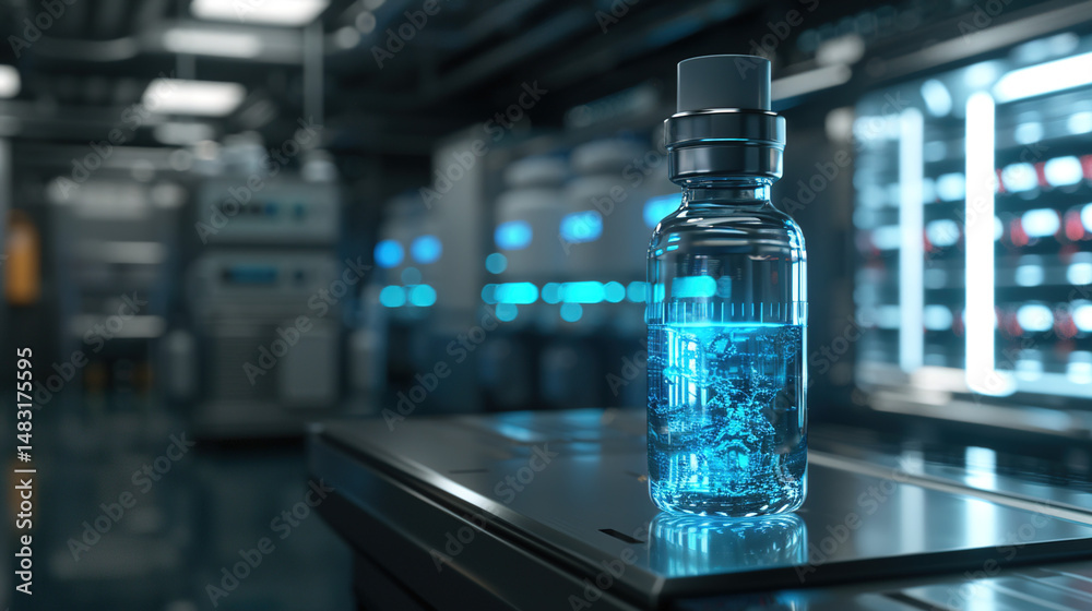 Futuristic glass vial with glowing blue liquid on sterile lab surface, symbolizing medical innovation and scientific breakthrough in biotechnology and pharmaceutical research.
Futuristic glass vial with glowing blue liquid on sterile lab surface, symbolizing medical innovation and scientific breakthrough in biotechnology and pharmaceutical research.