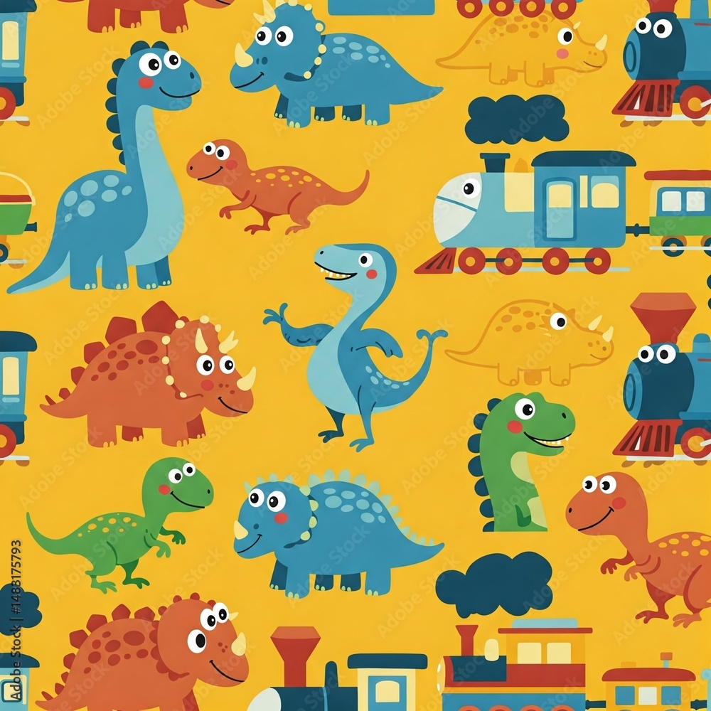 Naklejka premium seamless pattern with cartoon animal 