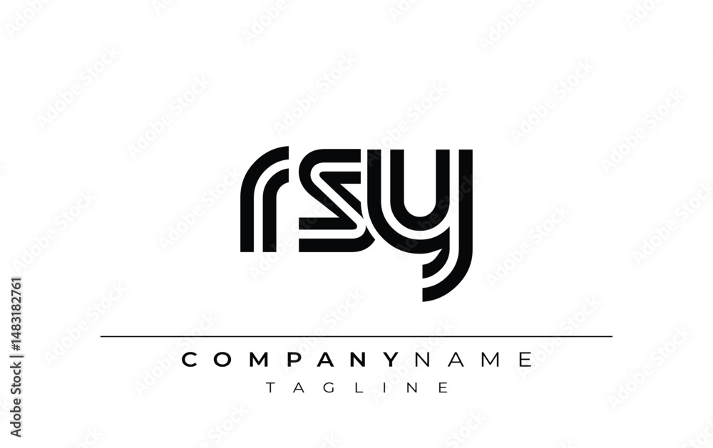 Fototapeta premium RSY Creative Unique Modern Letter Logo Design. Stylized logo featuring a unique letter design, presenting abstract minimalist aesthetics and modern appeal.