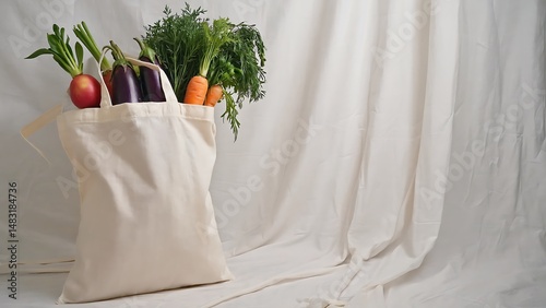 Fresh vegetables in a reusable bag