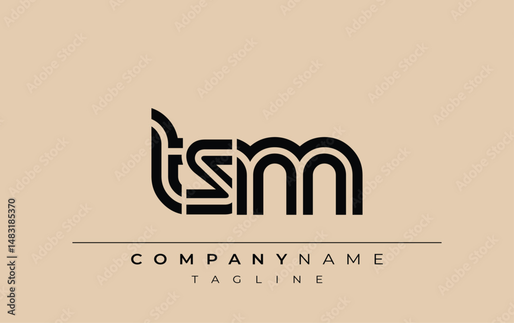 TSM Creative Unique Modern Letter Logo Design. Stylized logo featuring a unique letter design, presenting abstract minimalist aesthetics and modern appeal.