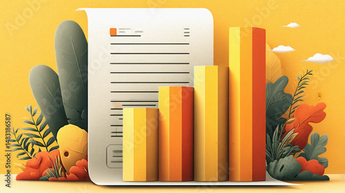 Paper with a beautiful arrangement of colorful flowers representing business expansion and growth in a creative way