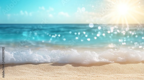 Summer Beach Bliss: Ocean Waves Crashing on Golden Sands