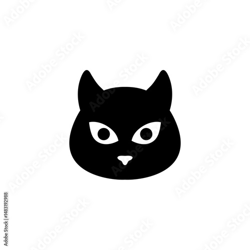 Black kitten kitty face head icon. Cute cartoon funny character. Vector illustration 