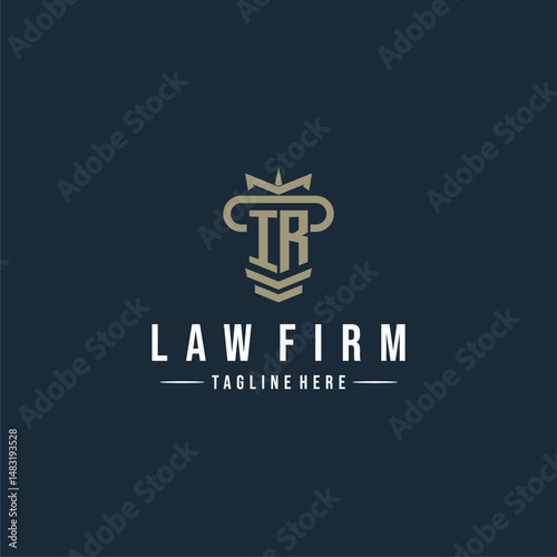 IR initial monogram logo law firm with pillar design
