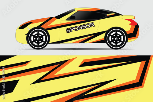 Vibrant racing car design with dynamic graphics showcased