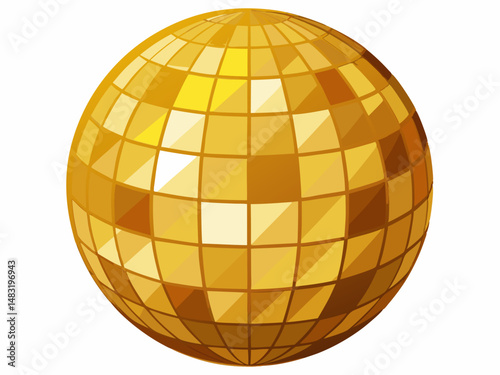 Golden Disco Ball Isolated on White Background for Party Designs